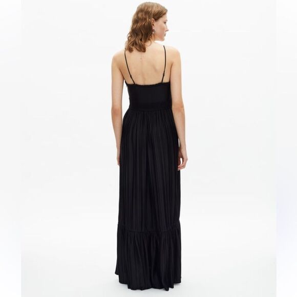$325 The Kooples Shirred Long Maxi Black Dress with Bows Tiered Skirt NWT - Picture 6 of 15